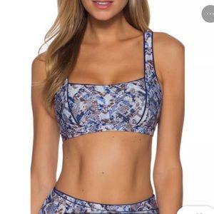 BECCA Swim Top Womens Large Blue Python Bikini Top